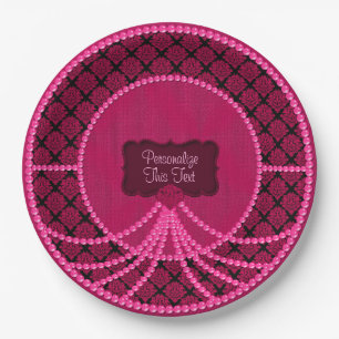 Pink Pearl Damask-Paper Party Plates