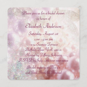Pink Pearl Diamonds Elegant White Bridal Shower Invitation
