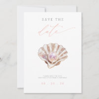 Pink Pearl Girl 1st Birthday Save The Date