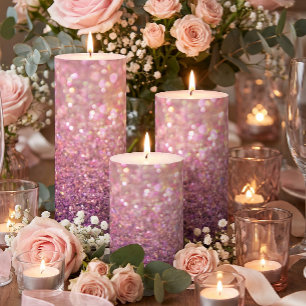 Pink Pearl Glitter Pillar Candle