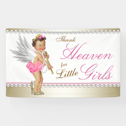 Pink Pearl High Heel Princess Angel Baby Shower Banner