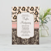 Pink Pearl Leopard Print Bridal Shower Invitations (Standing Front)