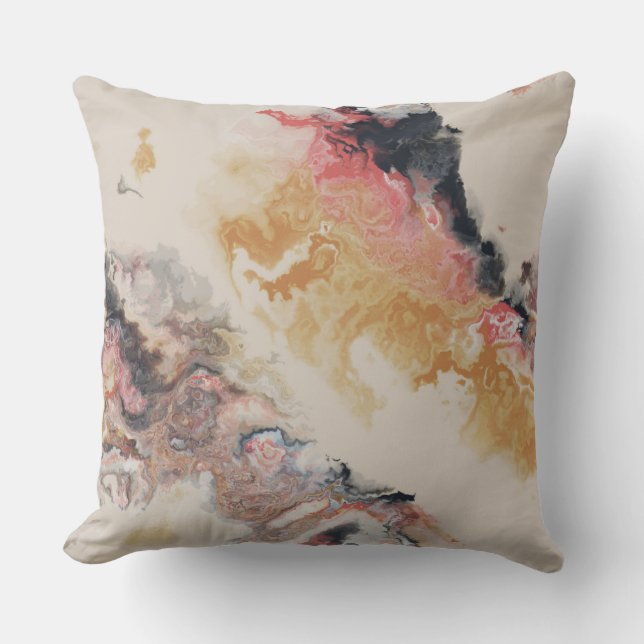 Pink Pearl Marbled Abstract Outdoor Pillow (Front)
