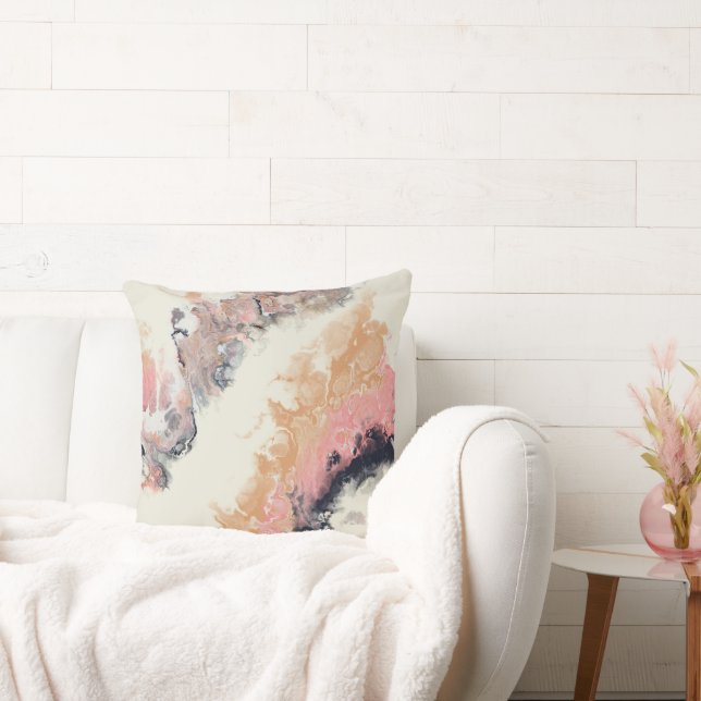 Pink Pearl Marbled Abstract Throw Pillow (Couch)