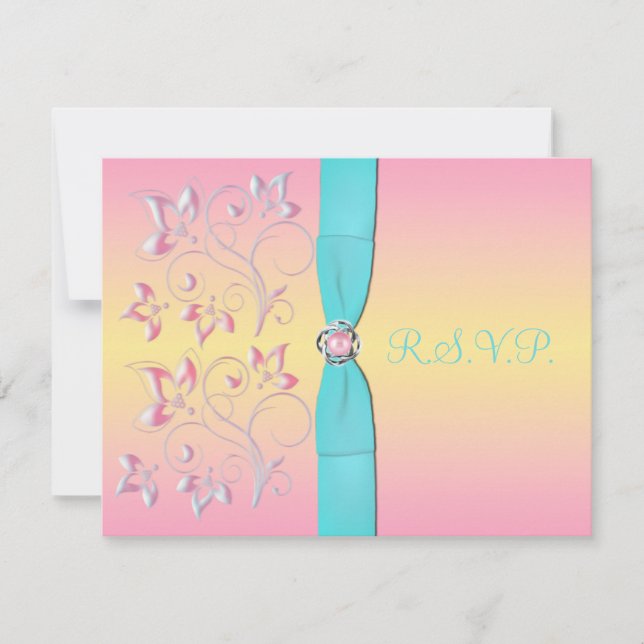 Pink Pearl & Pretty Pastels Sweet 16 RSVP Card (Front)