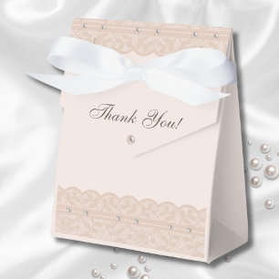 Pink Pearl Regency Vintage Lace Bridal Shower Favor Boxes
