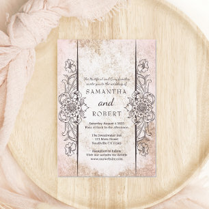 Pink Pearl Romantic Beach Wedding Invitation
