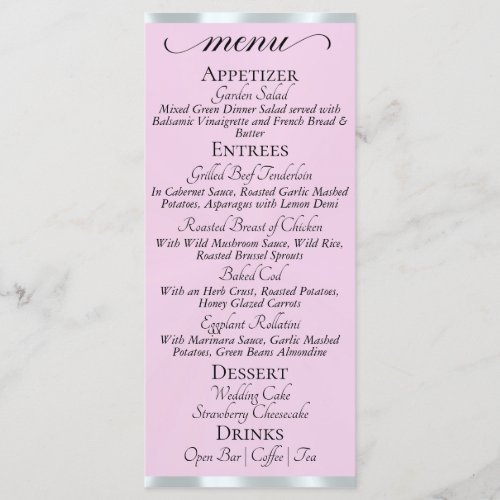 Pink Pearl/Silver - Monogram & Thank You Menu