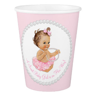 Pink Pearl Tutu Ballerina Girl Baby Shower Paper Cup