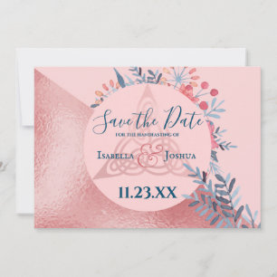 Pink Pearl Watercolor Floral Pagan Save the Date