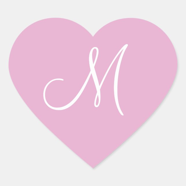 Pink Pearl Your Own Monogram Wedding Heart Sticker (Front)