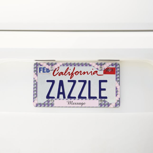 Pink Pearls and Bling Girly License Plate Frame (On Car)