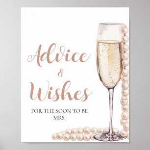 Pink Pearls and Prosecco Advice and Wishes Sign  