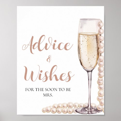 Pink Pearls and Prosecco Advice and Wishes Sign  