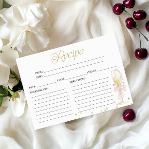 Pink Pearls And Prosecco Bridal Shower Recipe Card