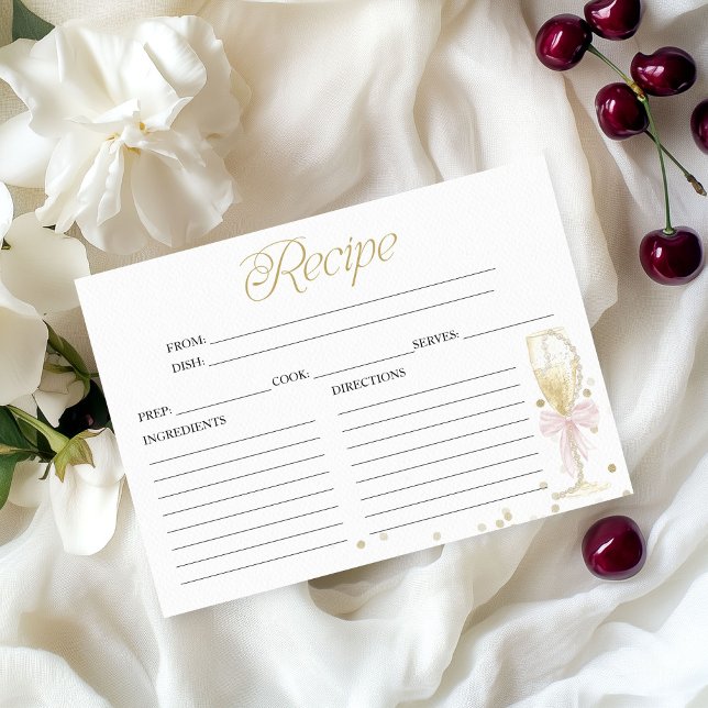 Pink Pearls And Prosecco Bridal Shower Recipe Card (Creator Uploaded)