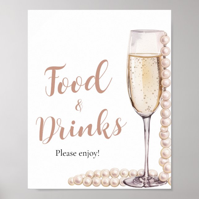 Pink Pearls and Prosecco Champagne Food and Drinks Poster (Front)