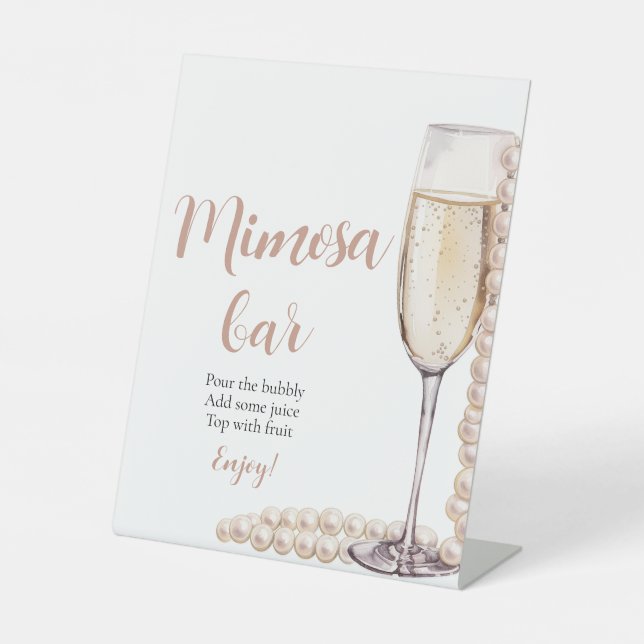 Pink Pearls and Prosecco Champagne Mimosa Bar Sign (Front)
