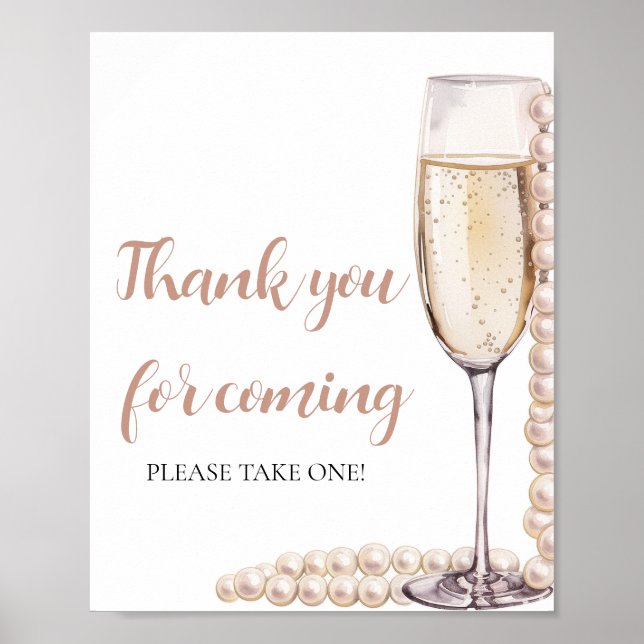 Pink Pearls and Prosecco Thank you for coming Sign (Front)