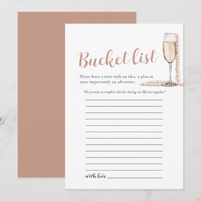 Pink Pearls and Prosecco Wedding Bucket List Game Invitation (Front/Back)
