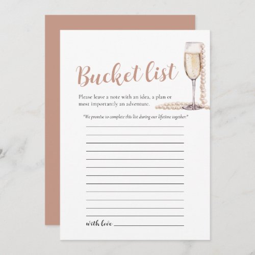 Pink Pearls and Prosecco Wedding Bucket List Game Invitation