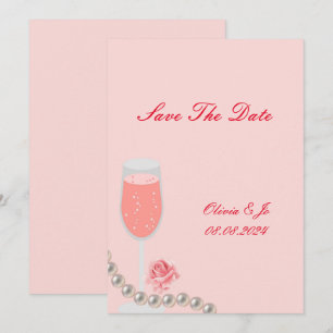 pink pearls and prosecco wedding  save the date
