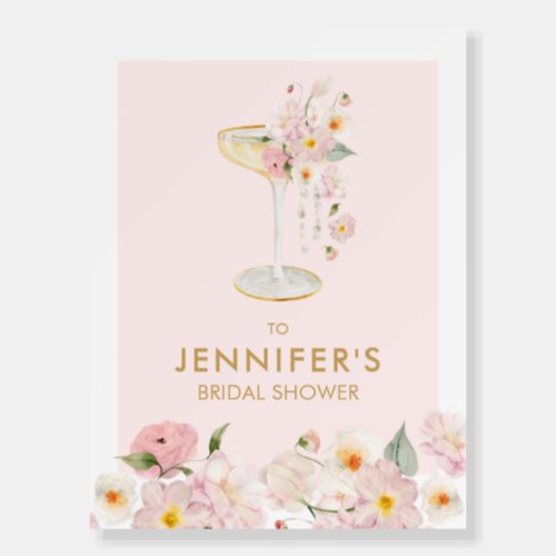 Pink Pearls and Prosecco Welcome Sign