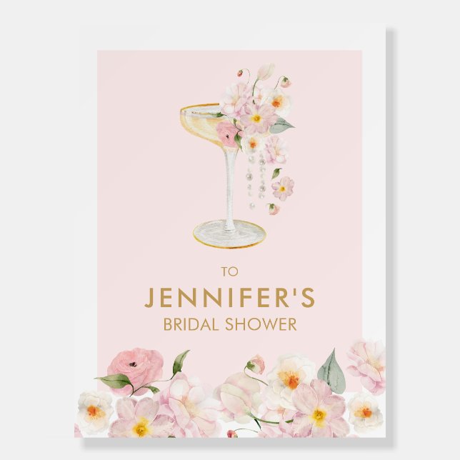 Pink Pearls and Prosecco Welcome Sign (Front)