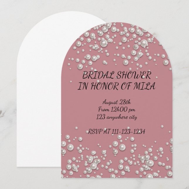 PINK PEARLS BRIDAL SHOWER INVITATION (Front/Back)