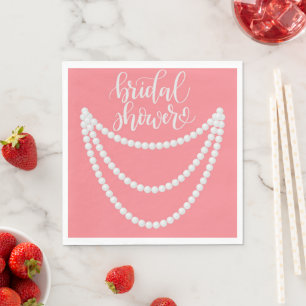 pink pearls bridal shower napkins