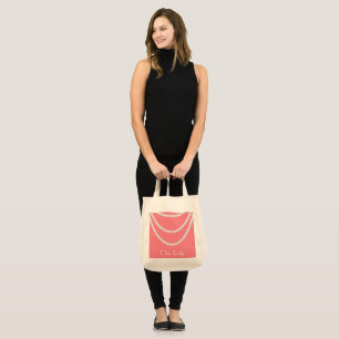 pink pearls bridal tote bag