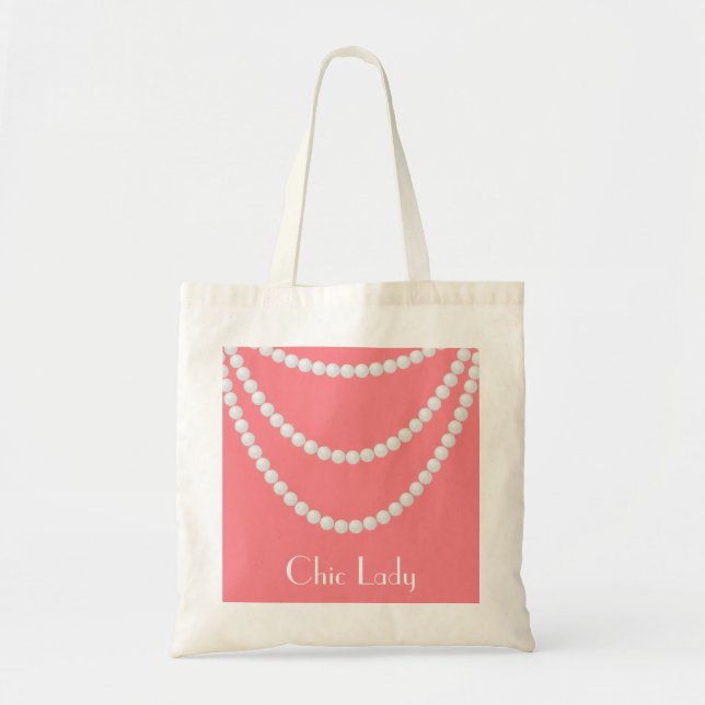 pink pearls bridal tote bag (Front)