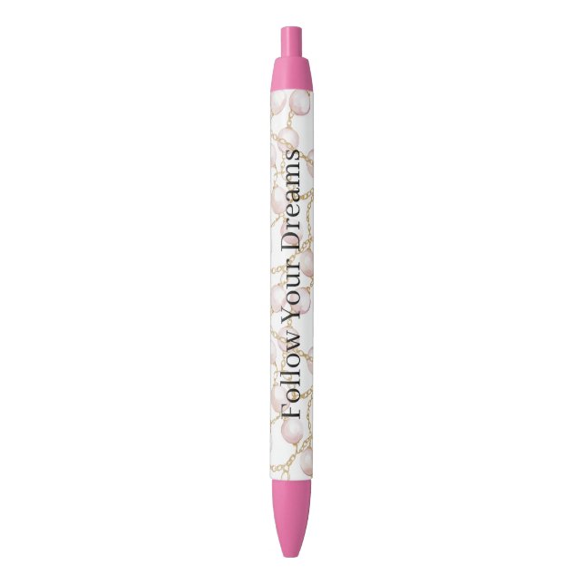 Pink Pearls Gold Chain   Pen (Front Vertical)