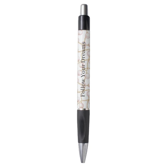Pink Pearls Gold Chain   Pen (Front Vertical)