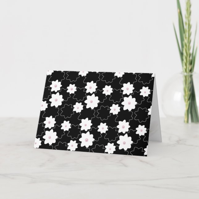 Pink pearls in flower thank you card (Front)