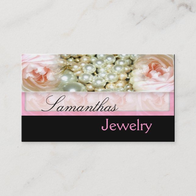 Pink Pearls Jewelry Business Cards (Front)