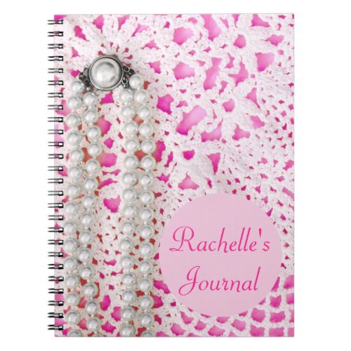 Pink Pearls  Lace _ PERSONALIZED Notebook