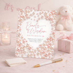 Pink Pearls of Wisdom Pink Pearl Baby Shower Sign