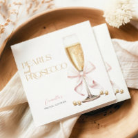 Pink Pearls & Prosecco Bow Bridal Shower Napkins