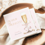 Pink Pearls & Prosecco Bow Bridal Shower Napkins<br><div class="desc">Fun Pink Bow Pearls & Prosecco Bridal Shower Napkins</div>