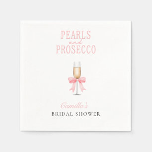 Pink Pearls & Prosecco Bridal Shower Sign Napkins