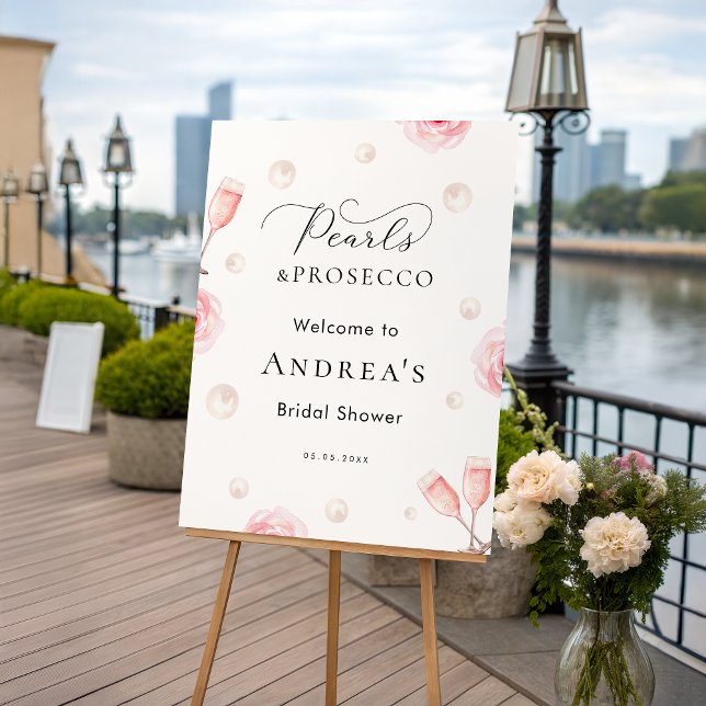 Pink Pearls & Prosecco Bridal Shower Welcome Sign (Creator Uploaded)