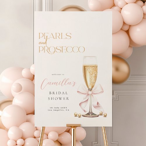 Pink Pearls  Prosecco Bridal Shower Welcome Sign