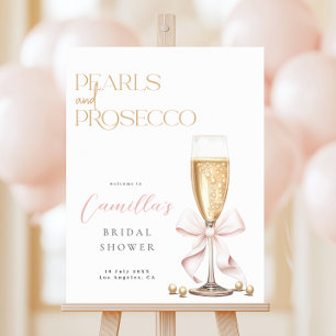 Pink Pearls & Prosecco Bridal Shower Welcome Sign