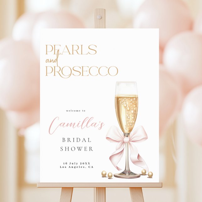 Pink Pearls & Prosecco Bridal Shower Welcome Sign (Creator Uploaded)