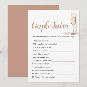 Pink Pearls & Prosecco Couple Trivia Bridal Game  Invitation