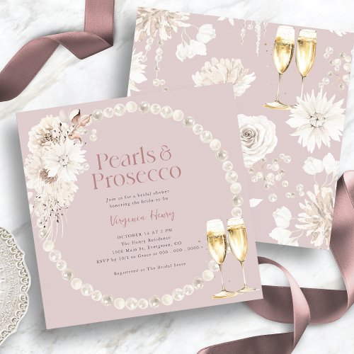 Pink Pearls Prosecco Invitation