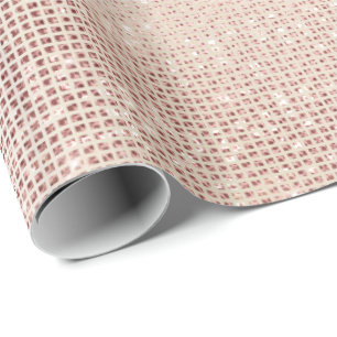 Pink Pearly Faux Ivory Sparkly Grill Metallic Wrapping Paper