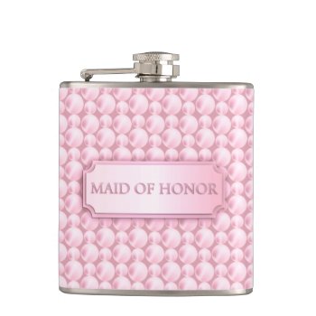 Pink Pearly Maid Of Honor Wedding Flask by youreinvited at Zazzle