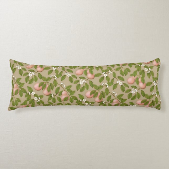 Pink Pears (light brown) Body Pillow (Front)